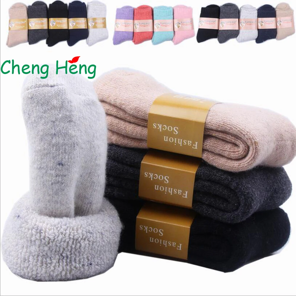 CHENG HENG 5 пар/упак. Зимние новые мужские толстые носки теплые из кроличьей шерсти