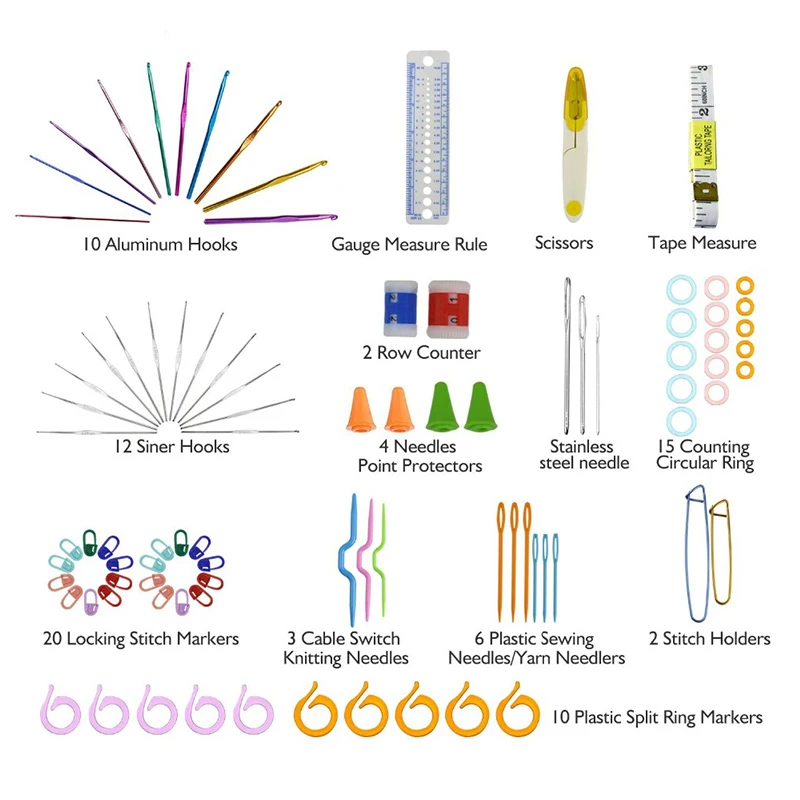 90pcs Multicolor Aluminum Crochet Hooks Set with Storage Case Knitting Multi-Size Craft Needles Weave Yarn | Дом и сад