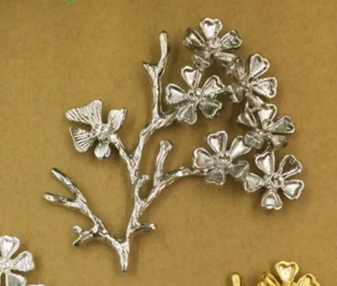 Rhodium 5 шт. 52x44 мм пустотелые Подвески в виде листьев цветка лозы DIY Ювелирные изделия винтажный браслет ожерелье подвеска Подвески Материал ювелирных изделий - Окраска металла: Rhodium