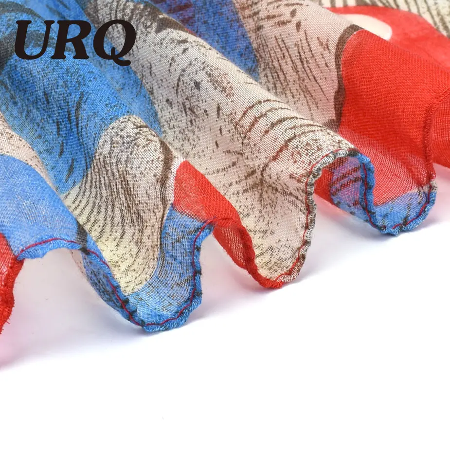 Модные зимние женские длинные хлопковые вискозные шарфы с цветочным принтом