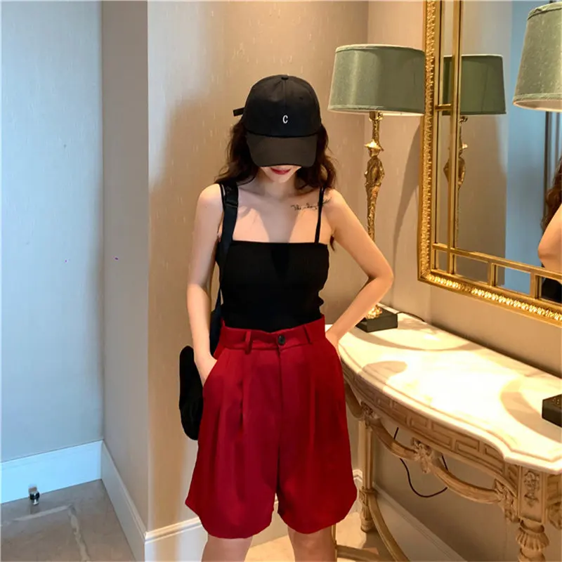 

HziriP Women Bottoms Solid Office Lady 2020 Korea Chic Shorts Summer Female Straight Short Casual High Waist Fashion Feminino