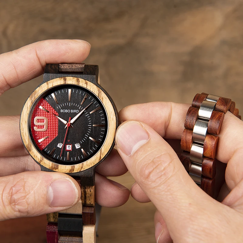 Reloj hombre BOBO BIRD, мужские часы с браслетом, деревянные часы, отображение даты, Япония, мужские кварцевые часы, мужские отличные подарки