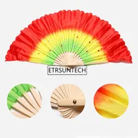Chinese Traditional Polyester Fans Veils with 2 sides Gradient color Stage Show Props Fans double-side different colors