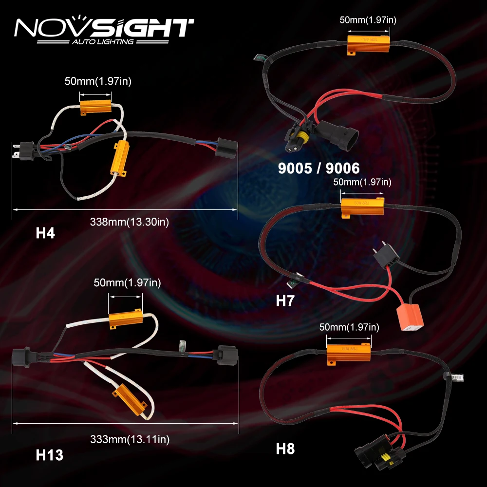 NOVSIGHT H7 H4 светодиодный фары H11/H8/H9 9005 9006 H13 Авто противотуманных фар 60 Вт 10000LM дальнего света Противотуманные фары с декодер D40