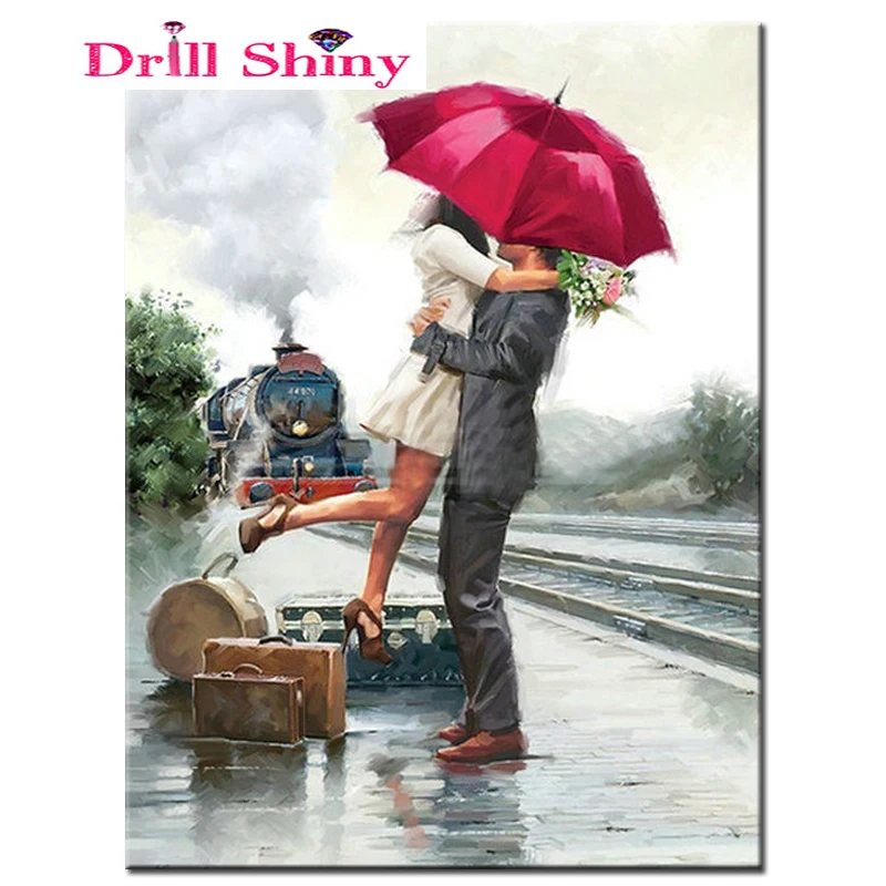 5D алмазная вышивка для влюбленных сделай сам крестиком поезд пейзаж Алмазная