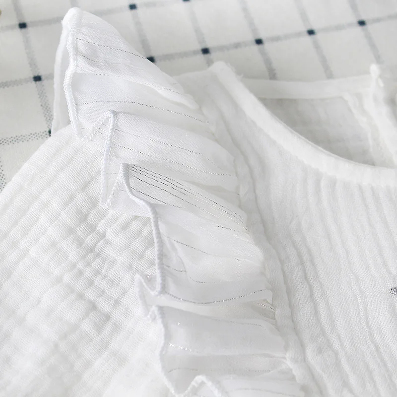 2019 хлопковый комбинезон с оборками для новорожденных цветочной вышивкой