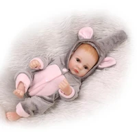 2016 new 27cm mini bebe reborn full body silicone reborn babies gray jumpsuit boneca toys for girl gift juguetes brinquedos