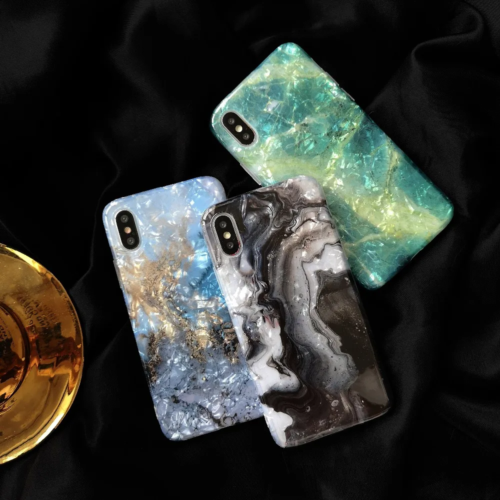 Glitter Phone Case For iPhone 6s Marble Shell Cases 7 Cover Silicone 8 Plus Xs max Xr Glossy Fundas Coque |