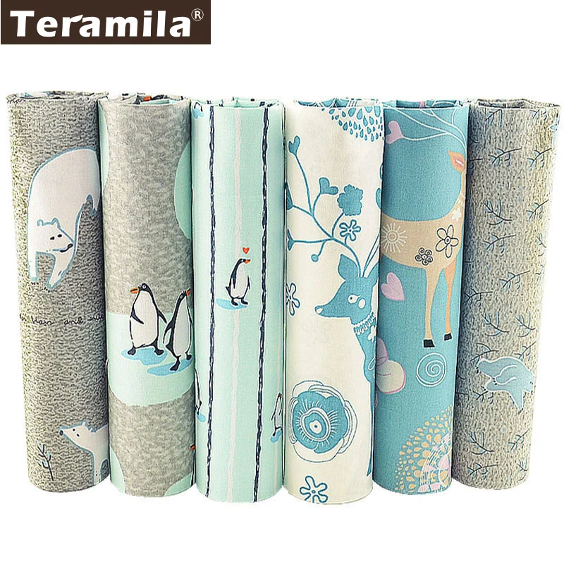 

Teramila Ice Animals Design Textile Bedding Twill DIY Patchwork Telas Sewing Material Cotton Quilting Fabric Tissu 6 PCS/lot