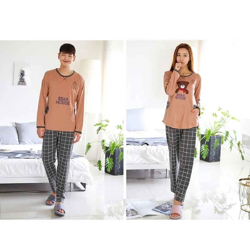 Пижамный комплект для пары Pigiama Donna, комплект женской одежды для сна, костюм для сна с длинным рукавом, повседневная женская домашняя одежда