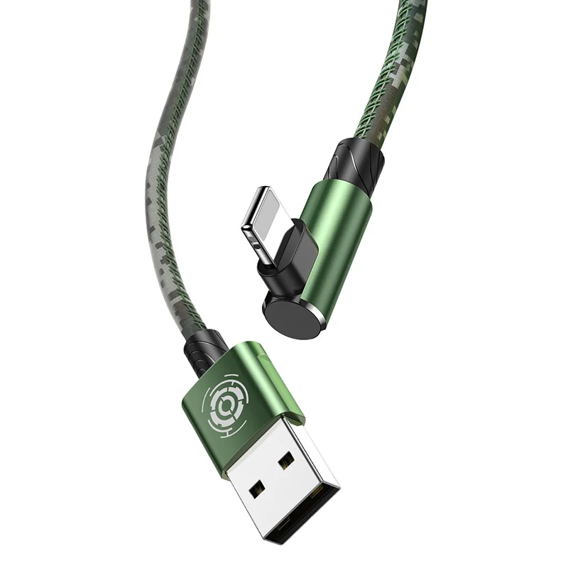 Зеленый Baseus для iPhone кабель 2.4A Быстрая зарядка локоть USB кабель для iPhone Xs Max XR Xs X 8 Plus Кабель для передачи данных камуфляж игры Chagre Кабо - Цвет: Зеленый