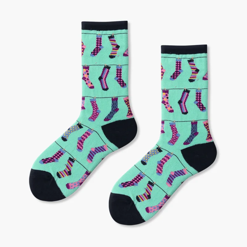 Blue socks Забавные Женские носочки, европейская уличная мода, цветные носки, оригинальные женские хлопковые носки, Харадзюку каваи, принт с животными - Цвет: Blue socks