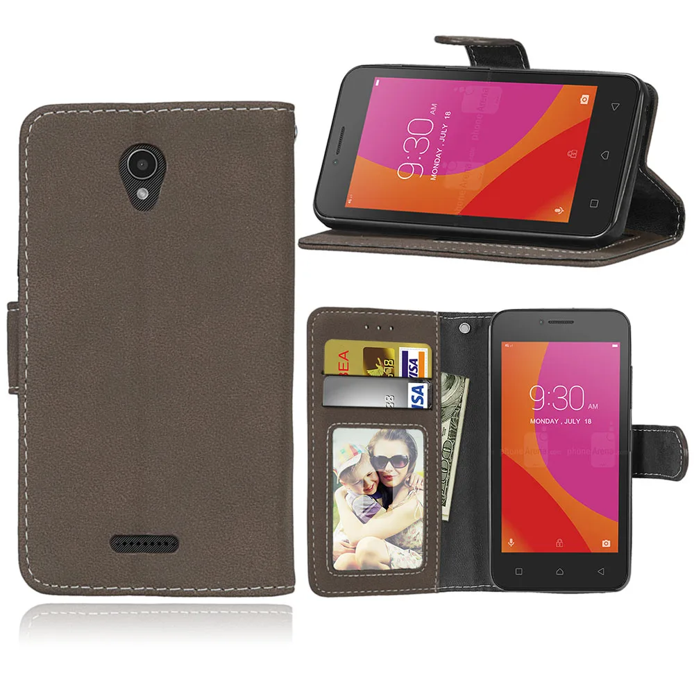 Brown Для lenovo A Plus A1010a20, 4,5 дюймов, чехол, Ретро стиль, подставка, держатель, кошелек из искусственной кожи, чехол для lenovo A1010/A Plus/A20, чехол для телефона s& Bags - Цвет: Brown