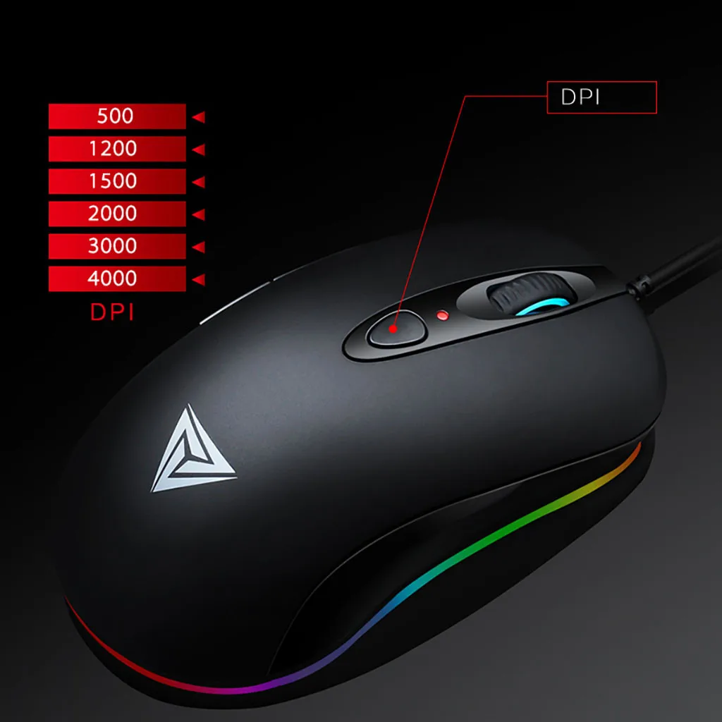 Проводная игровая мышь VOBERRY 4000 DPI 8 кнопок RGB подсветка дышащая проводная для ПК