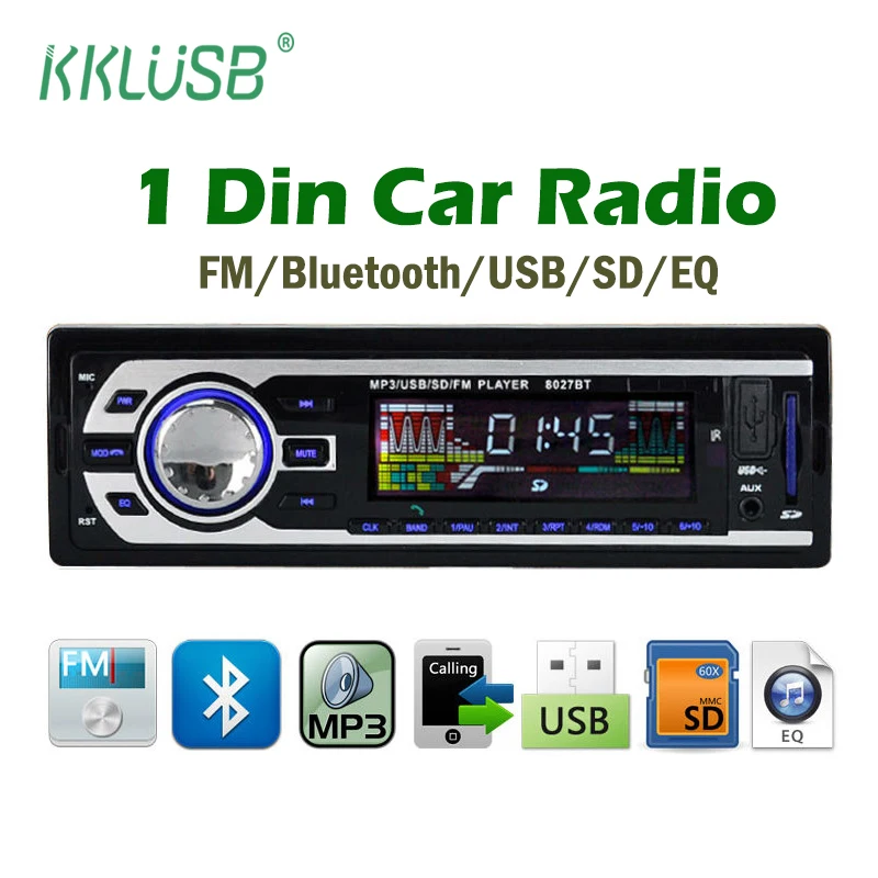 Автомобильный радиоприемник 1 Din стерео Bluetooth sd карта USB зарядное устройство для
