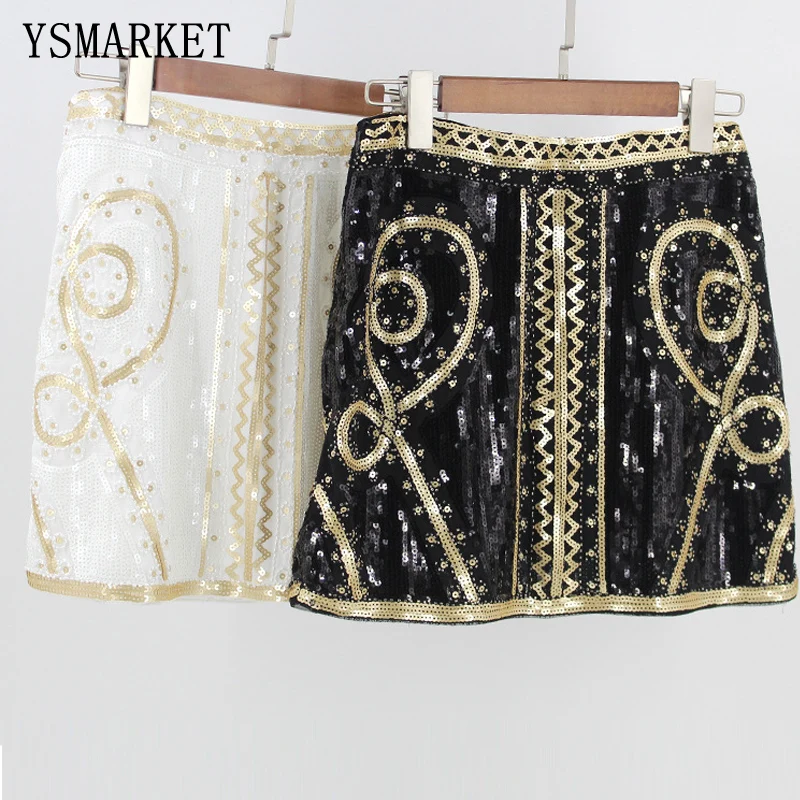 Женская винтажная мини-юбка YSMARKET летняя юбка с блестками и вышивкой Пейсли