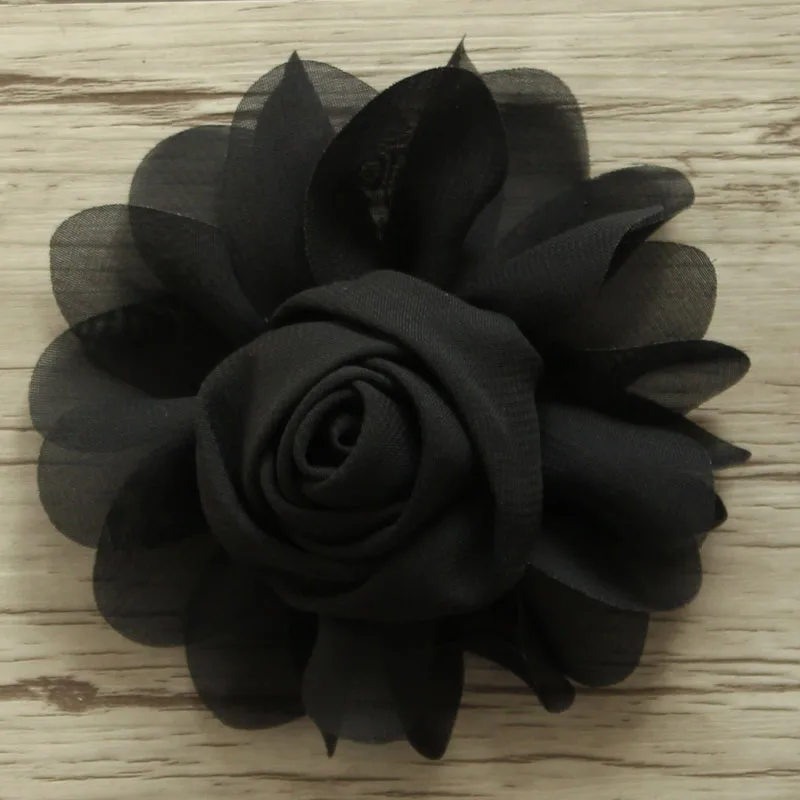 3-дюймовый шифон розы с оборками - Цвет: black