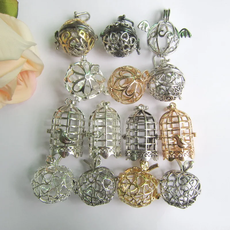 Сделай Сам кулон птичья клетка/яблоко/цветы/сердца металлический цвет подходит