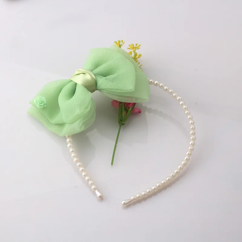 M MISM 1 шт. новая шифоновая повязка для волос с большим бантом и жемчужинами девочек