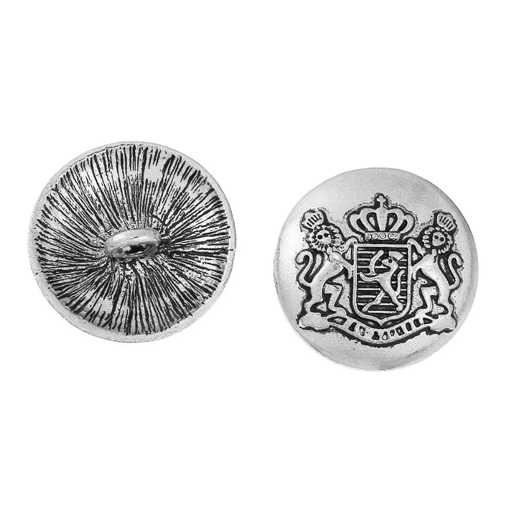 DoreenBeads модный сплав металлические кнопки на основе цинка Круглый античное серебро/античное золото королевский значок шаблон 22 мм диаметр, 5 шт