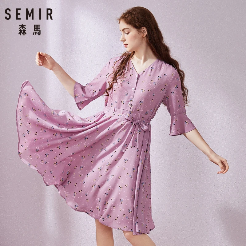 SEMIR с v образным вырезом платье для женщин 2019 Новые летние длинным рукавом