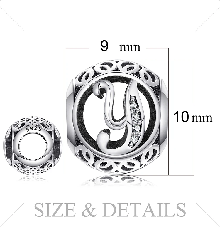 JewelryPalace Винтаж Письмо A-R кубического циркония Aucthentic 925 пробы Серебряный браслет DIY ювелирных подарки для нее