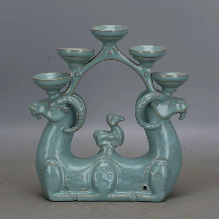 

Античная фарфоровая трехмерная подставка SongDynasty, синяя глазурованная скульптура, ручная роспись, украшение для дома/Коллекция