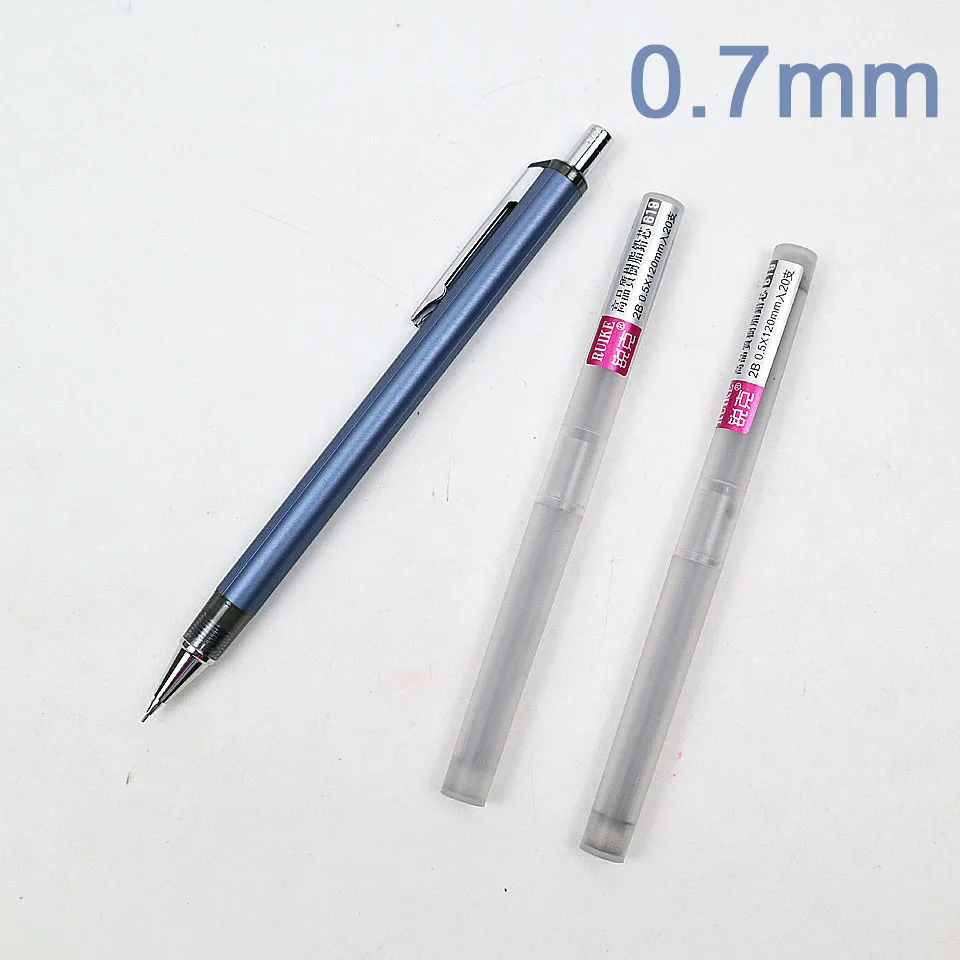 0.7mm-Blue Высококачественный полностью металлический 9800 механический карандаш 0,5~ 0,7 мм для профессиональной живописи и письма школьные принадлежности отправить 2 заправки - Цвет: 0.7mm-Blue