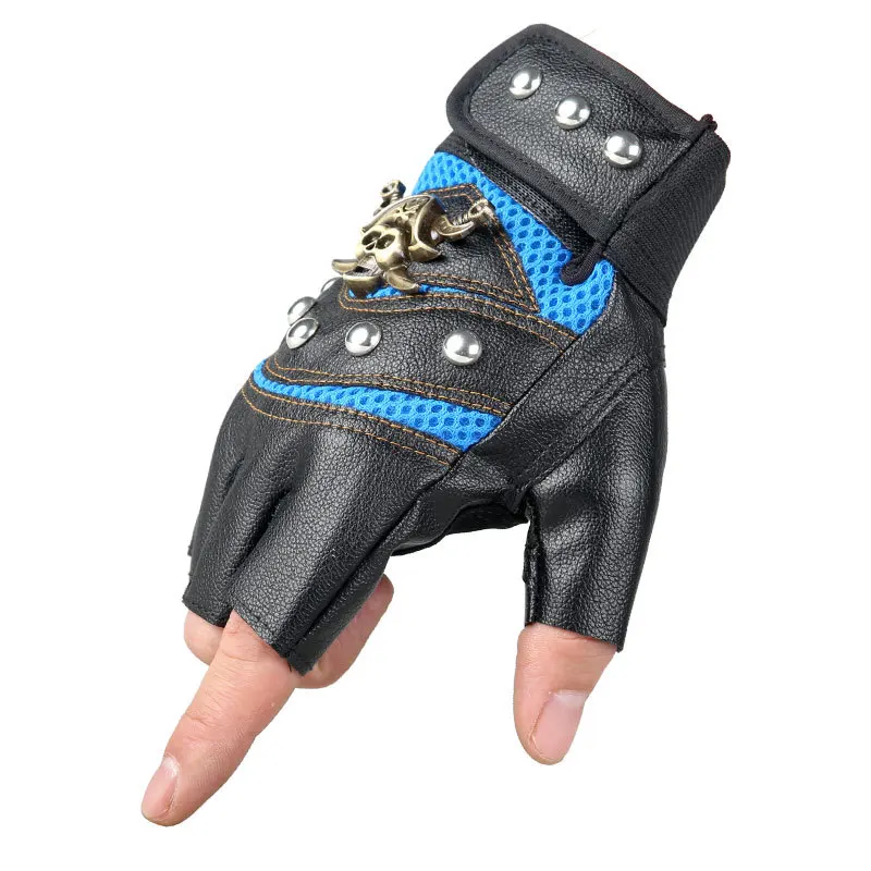 New half finger male handsome pirate captain leather hip-hop punk fitness locomotive gloves tide | Аксессуары для одежды