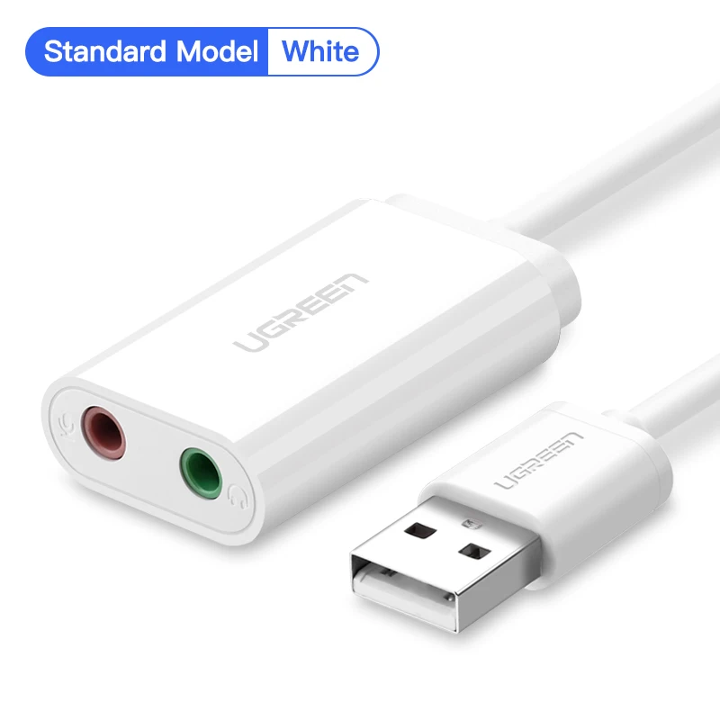 Standard Model-White Ugreen Звуковая карта Внешний 3.5 мм USB адаптер USB для микрофона Динамик аудио Интерфейс для PS4 PRO USB компьютера звуковая карты - Цвет: Standard Model-White