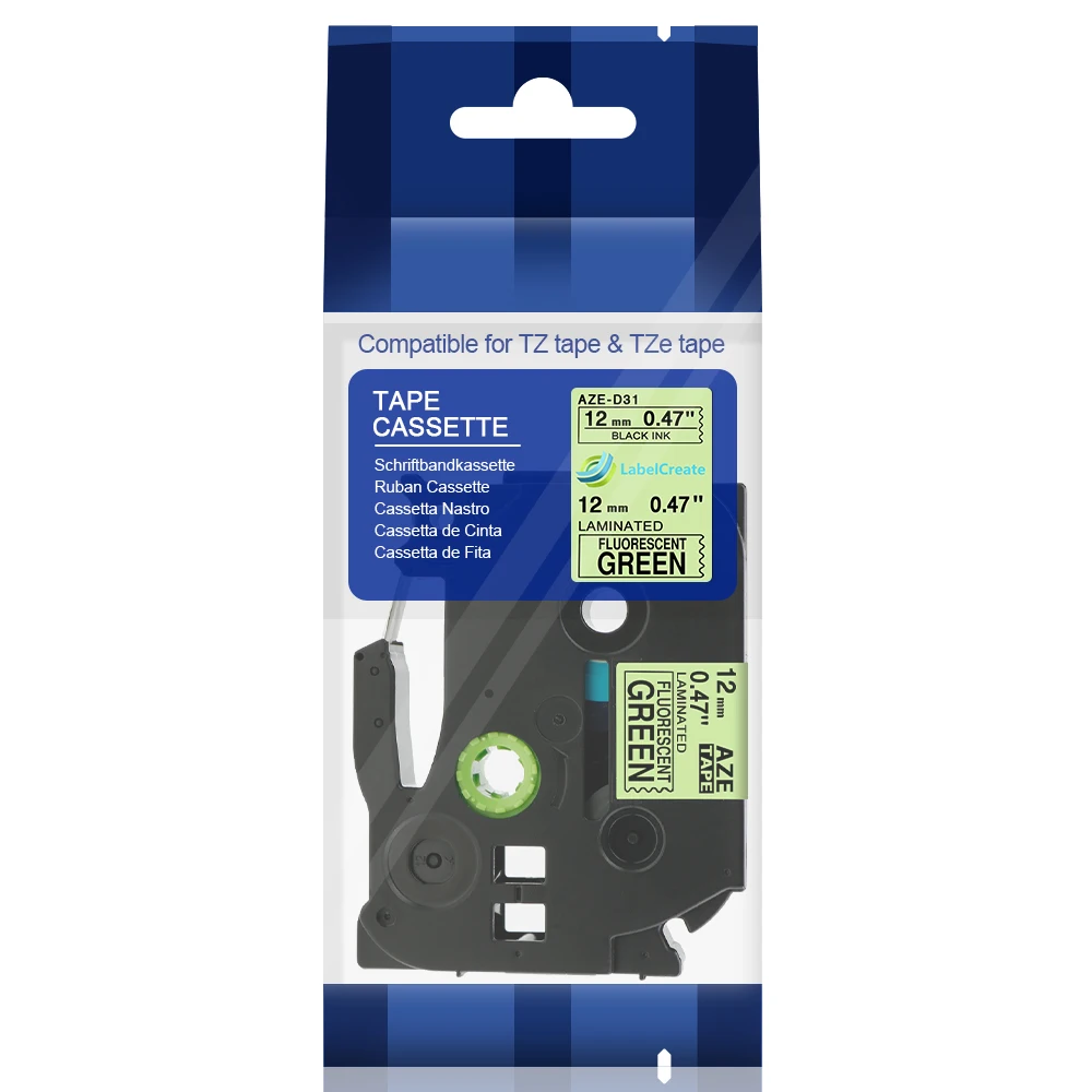 Совместимость с принтером Brother Label Tze Tape TZeD31 TZD31 12 мм черный на зеленом для P touch Maker