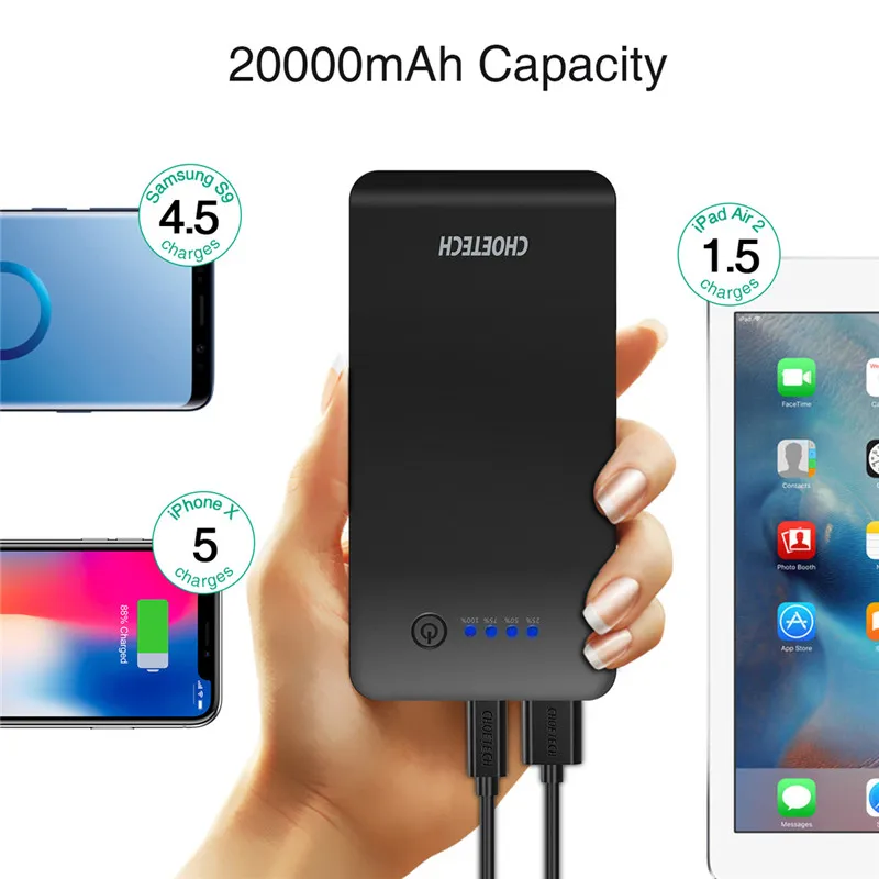 CHOETECH Быстрая зарядка 3 0 power Bank 20000 мАч портативное зарядное устройство для
