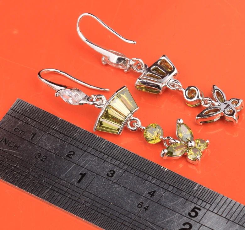 Adorable Butterfly Shape Green Peridot Gems Multigems 925 Sterling Silver Drop Dangle Earrings For Women Free Shipping S5377 | Украшения и