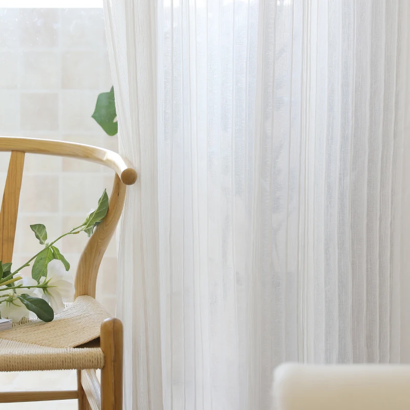 CITYINCITY Striped Tulle Curtains For livingroom White Luxury Drape Curtain for Kitchen Bedroom ready made curtain Customized | Дом и сад