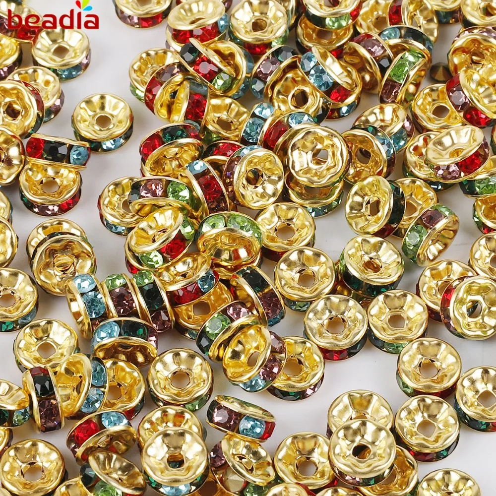 50 шт. 6 мм медь/железо круглый кристаллический горный хрусталь Rondelles свободная