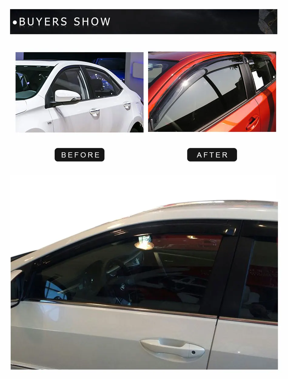ABS боковое окно дефлекторы Ветер Дефлектор щиты козырек для toyota corolla altis corolla аксессуары YCSUNZ