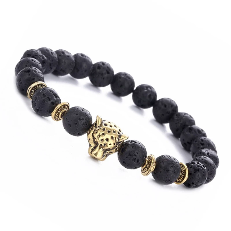 8mm Natural Stone Bracelet Homme Alloy Animal Beads &amp Bangle Personality Jewelry BFF | Украшения и аксессуары