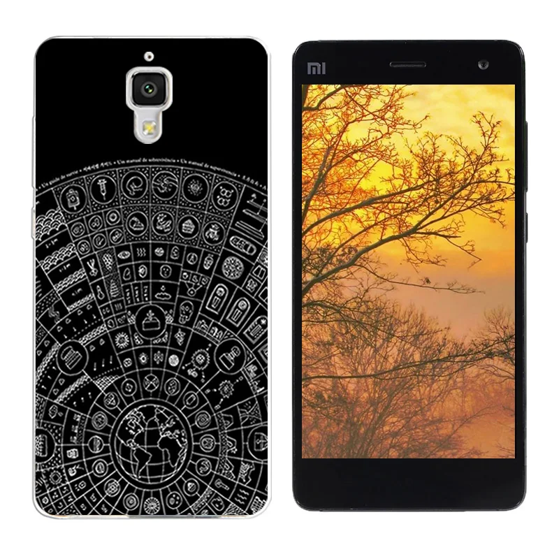 Для Xiaomi Mi4 M4 силиконовый чехол ТПУ для Mi 4 мягкая задняя черная крышка с принтом
