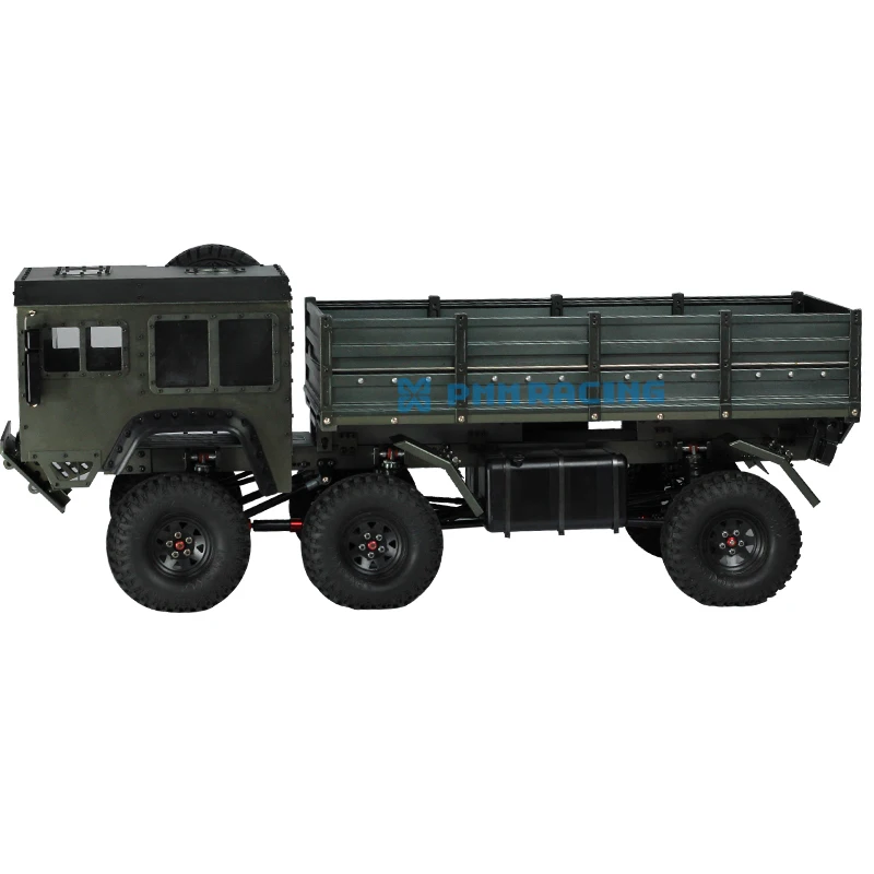 CNC алюминиевый сплав 1/10 RC Гусеничный 6x6 военный грузовик внедорожный автомобиль