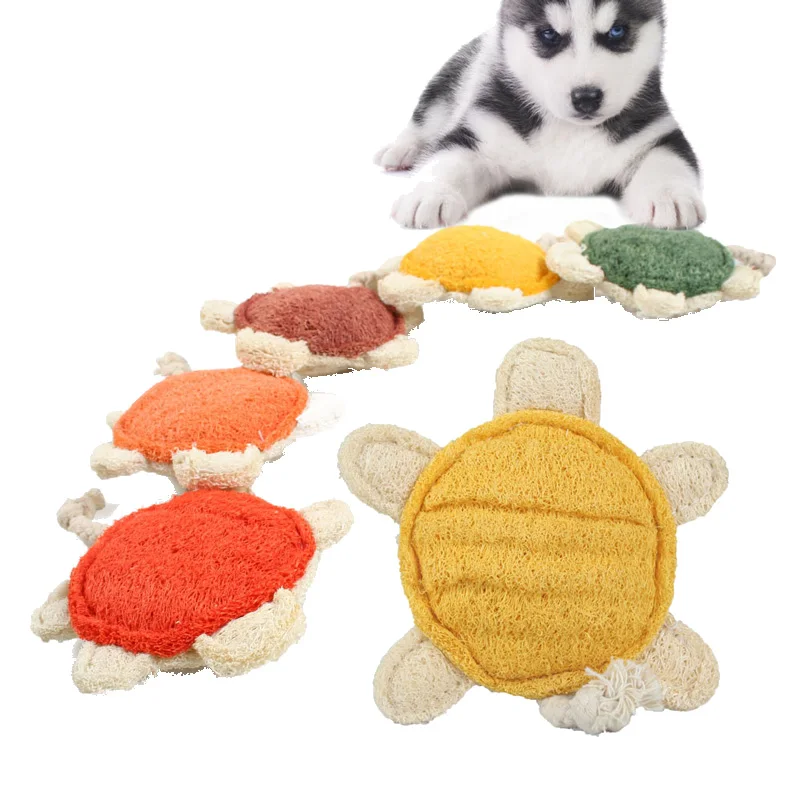 HOOPET Pet Toy Tortoise Shaped Loofah Sponge Dog Cat Chew Teeth Cleaning - Цвет: at random
