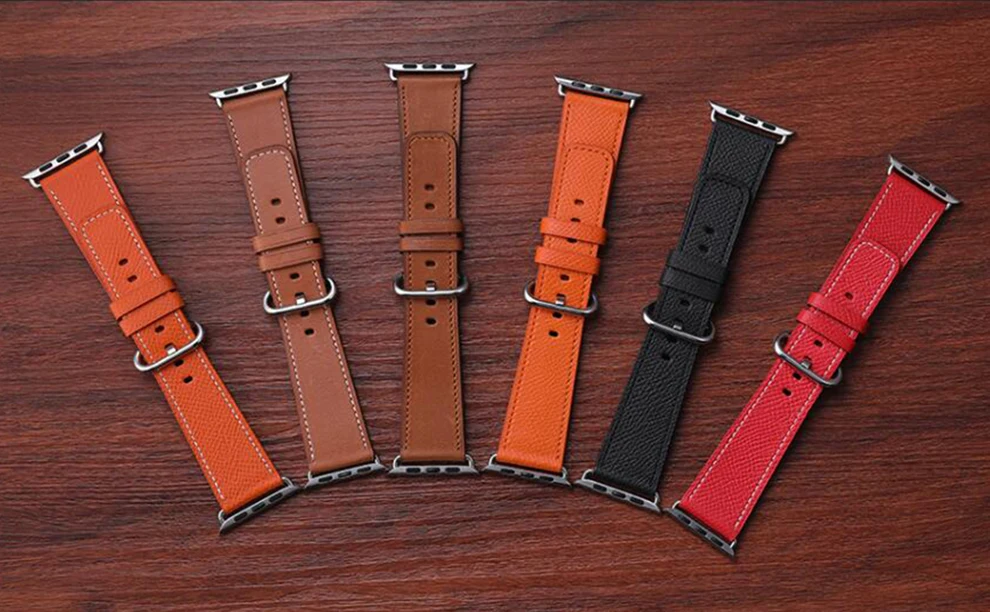 IStrap 38 мм 42 мм/40 мм 44 мм оранжевый/красный/черный кожаный ремешок Geuine для iWatch серии 1 2 3 4 ремешок для Apple Watch Sport Edition