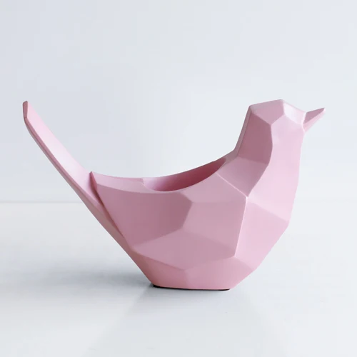 Pink Декор птиц Милая настольная подставка для ручек маленькая настольная ручка органайзер для дома и офиса Настольный органайзер для хранения принт с птицами для дома - Цвет: Pink