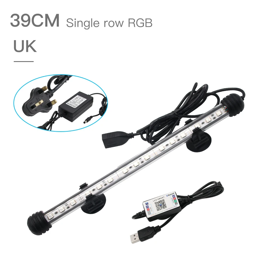 39CM UK Plug Zhongji Водонепроницаемый светодиодный светильник для аквариума RGB морской засаженный аквариум светодиодный светильник ing лампа для аквариумная Рептилия Черепаха светильник для аквариума s - Цвет: 39CM UK Plug