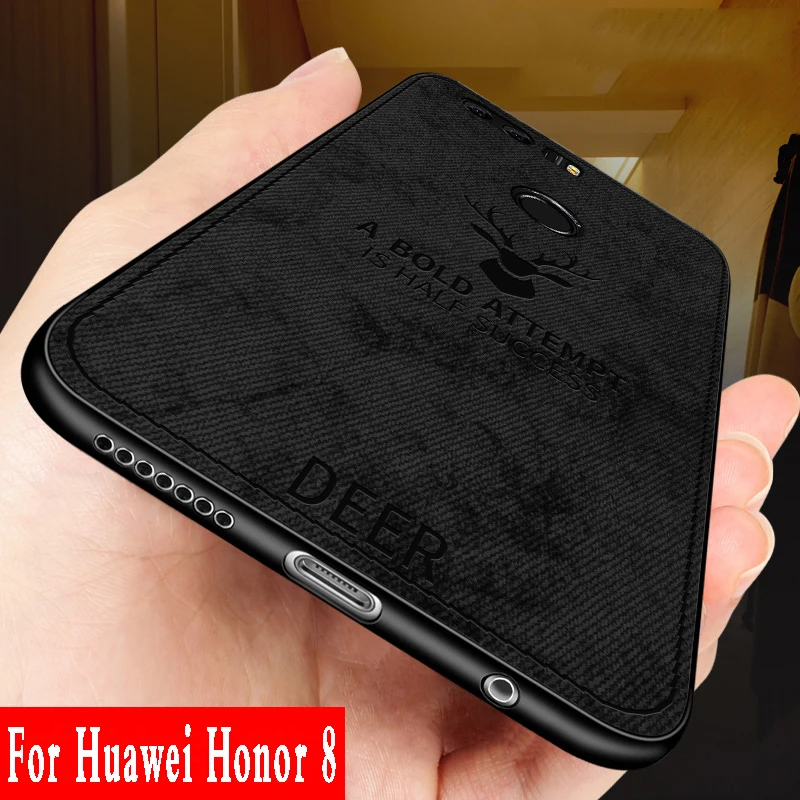 Чехол для Huawei Honor 8 с тканевым узором задняя крышка из силикона мягким краем
