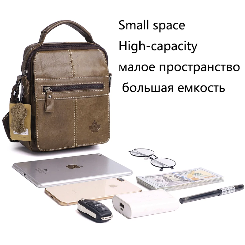 Men's bag Genuine Leather Men Shoulder Bag Handbag Crossbody Hand Bags for Men Fashion Zipper Messenger Bags ZZNICK