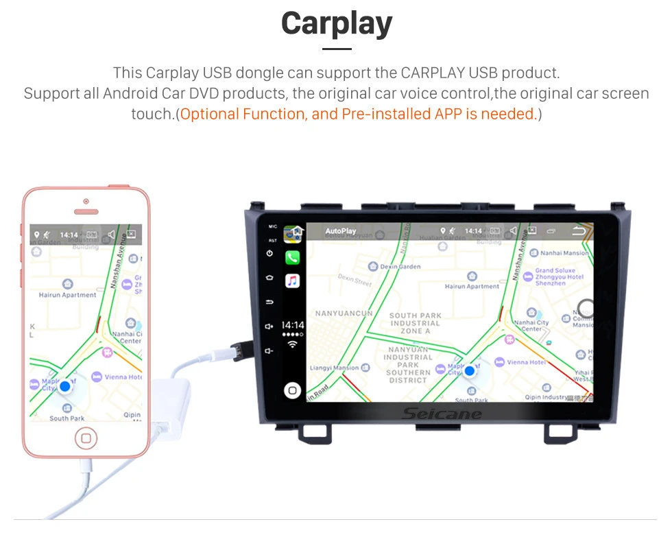 Seicane 9 дюймов HD тачскрин радио Android 8,1 головное устройство для 2006-2011 Honda CRV Стерео gps навигационная система Bluetooth SWC