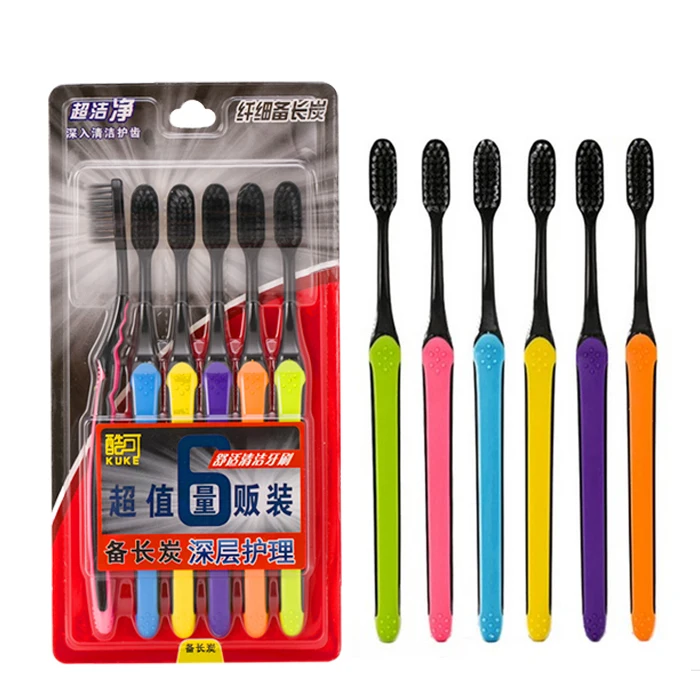 

6Pcs/Pack Bamboo Charcoal Toothbrush Portable Travel Tooth brush Nano Toothbrushes Escova De Dente Soft Bristle Oral Hygiene