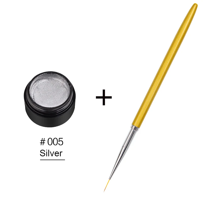 silver (with brush) Гель-лак для ногтей, 8 мл, черный, золотой, серебряный, креативный рисунок проволоки, рисунок паука, Гель-лак для рисования, лак для ногтей - Цвет: silver (with brush)