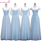 Женское длинное платье подружки невесты, светло-голубое фатиновое светильник подружки невесты в стиле принцессы, модель B3438