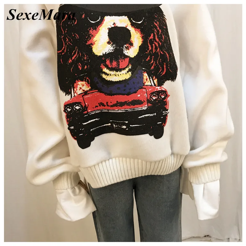 Новинка 2018 Модный женский милый Пудель с принтом щенка объемный мешковатый